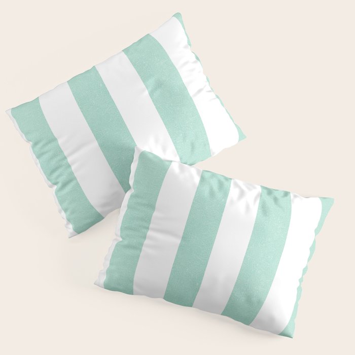 Minimal candy pastel stripes 1. mint and white Pillow Sham Gallery Image 3