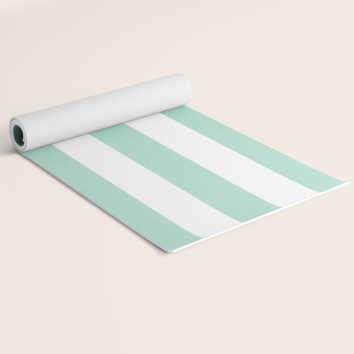 Minimal candy pastel stripes 1. mint and white Yoga Mat Gallery Image 2