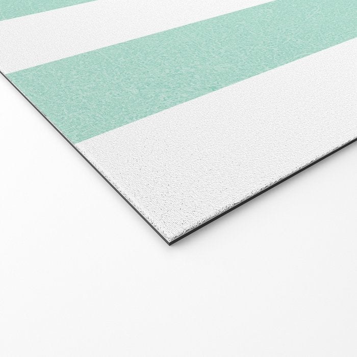 Minimal candy pastel stripes 1. mint and white Welcome Mat Gallery Image 2