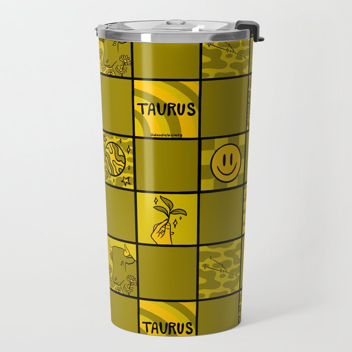 Taurus Checkered Print Travel Mug Gallery Image 2