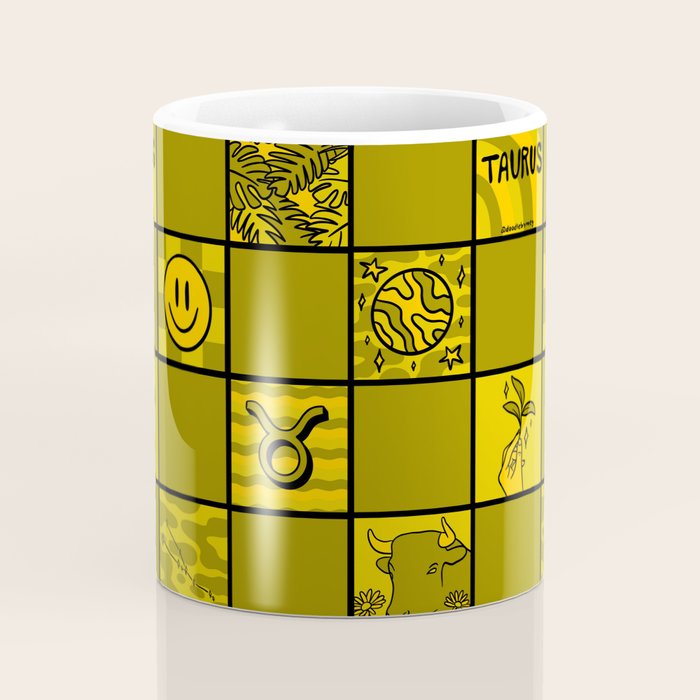 Taurus Checkered Print Coffee Mug Gallery Image 4