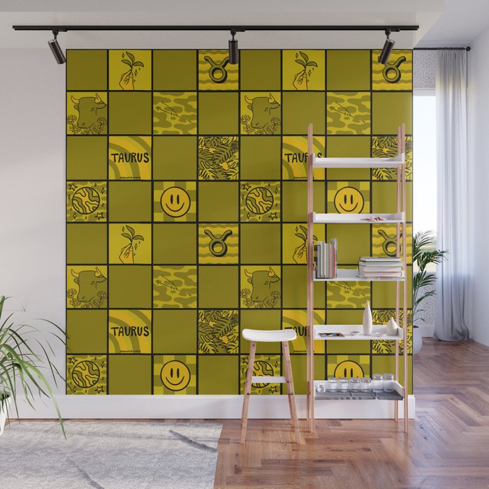 Taurus Checkered Print Wall Mural Gallery Image 1