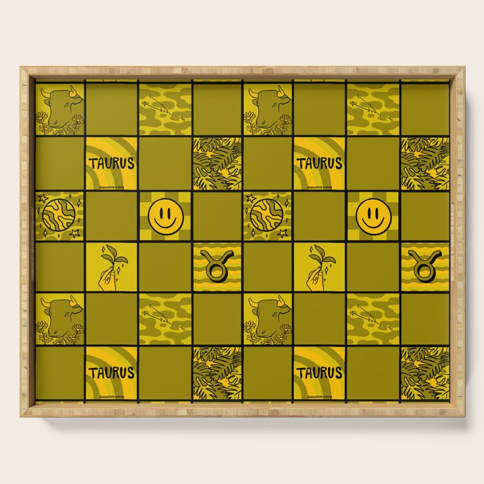 Taurus Checkered Print Serving Tray Gallery Image 1