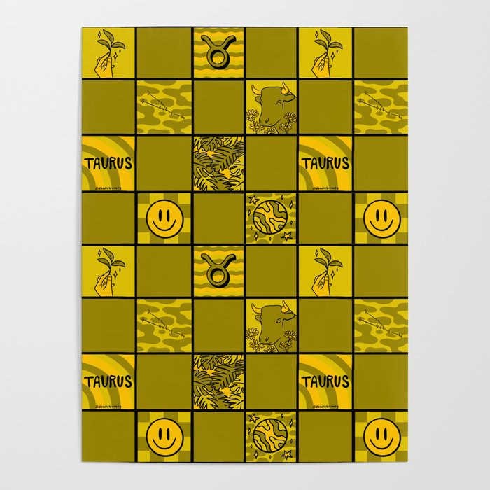 Taurus Checkered Print Poster Gallery Image 1
