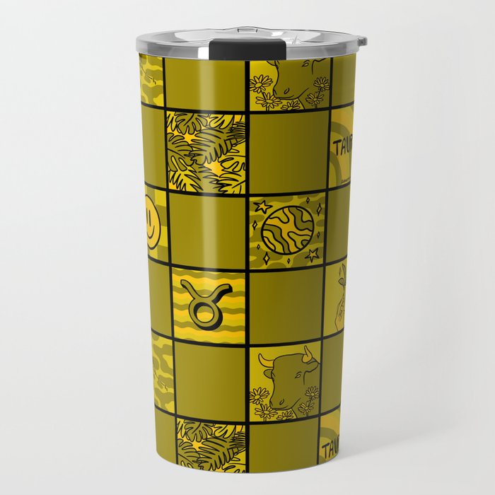 Taurus Checkered Print Travel Mug Gallery Image 1