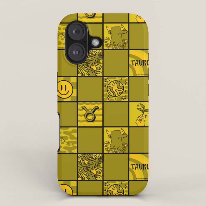 Taurus Checkered Print iPhone Case Gallery Image 1