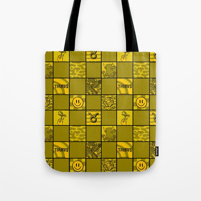 Taurus Checkered Print Tote Bag Gallery Image 1
