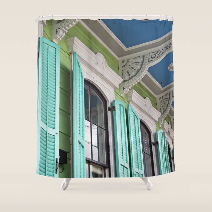New Orleans Colorful Porch Shower Curtain Gallery Image 1