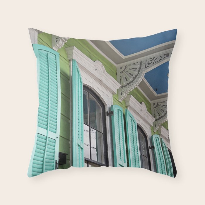 New Orleans Colorful Porch Throw Pillow Gallery Image 6