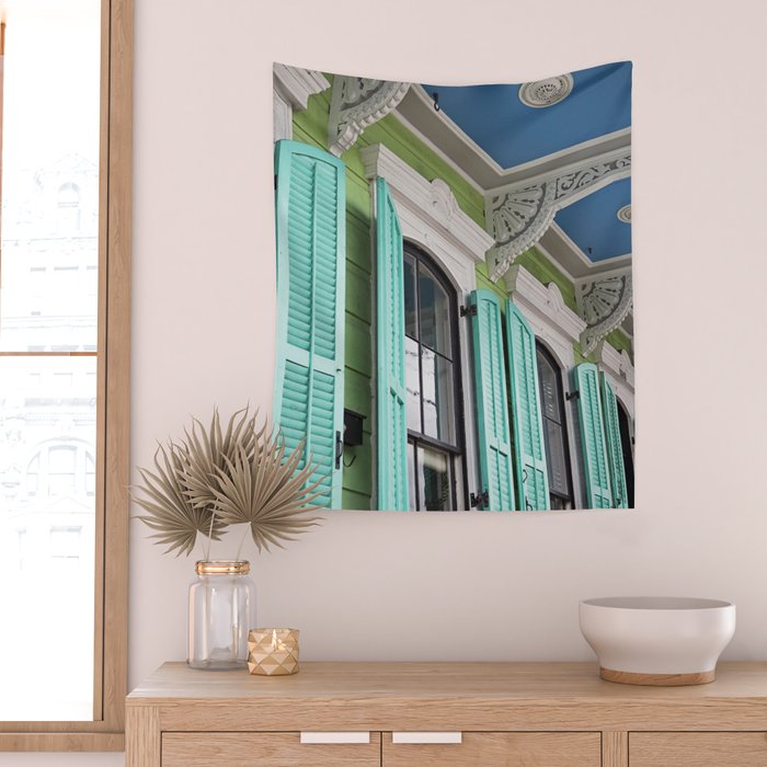 New Orleans Colorful Porch Wall Tapestry Gallery Image 2