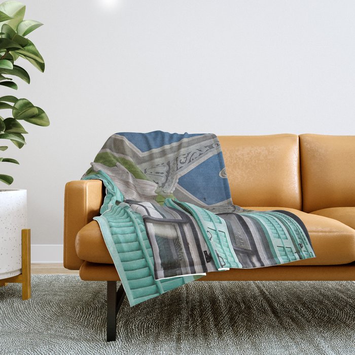 New Orleans Colorful Porch Throw Blanket Gallery Image 1