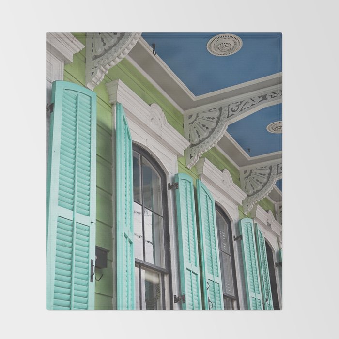 New Orleans Colorful Porch Throw Blanket Gallery Image 2