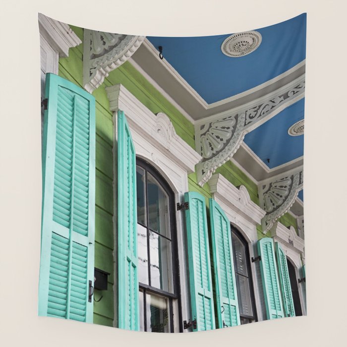 New Orleans Colorful Porch Wall Tapestry Gallery Image 4