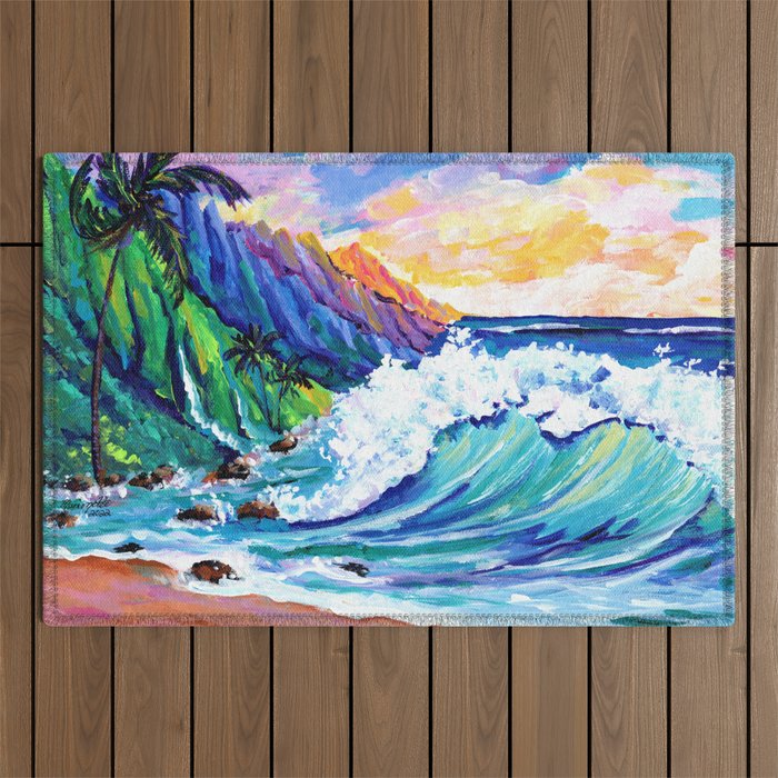 Tropical Na Pali Coast 2 Outdoor Rug