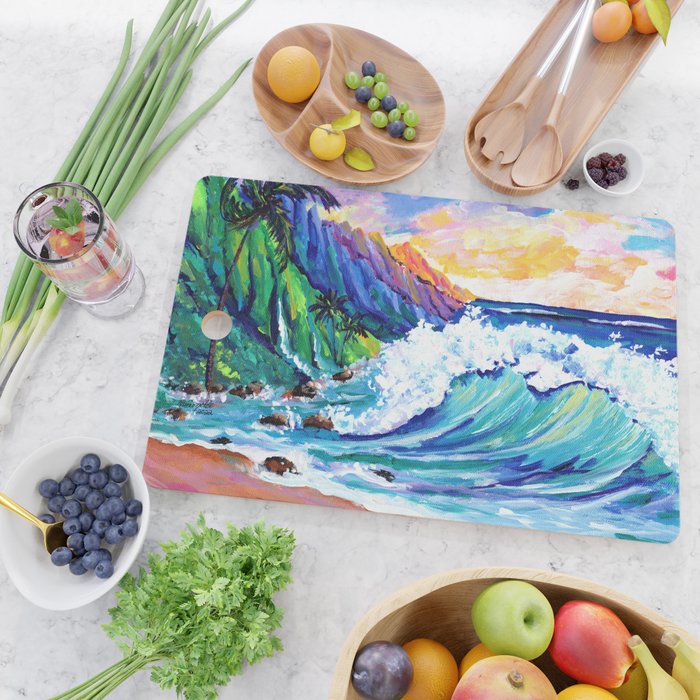Tropical Na Pali Coast 2 Cutting Board Gallery Image 2
