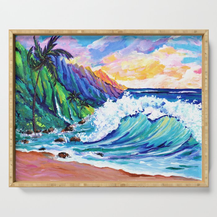 Tropical Na Pali Coast 2 Serving Tray Gallery Image 1