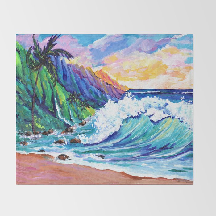 Tropical Na Pali Coast 2 Throw Blanket Gallery Image 2