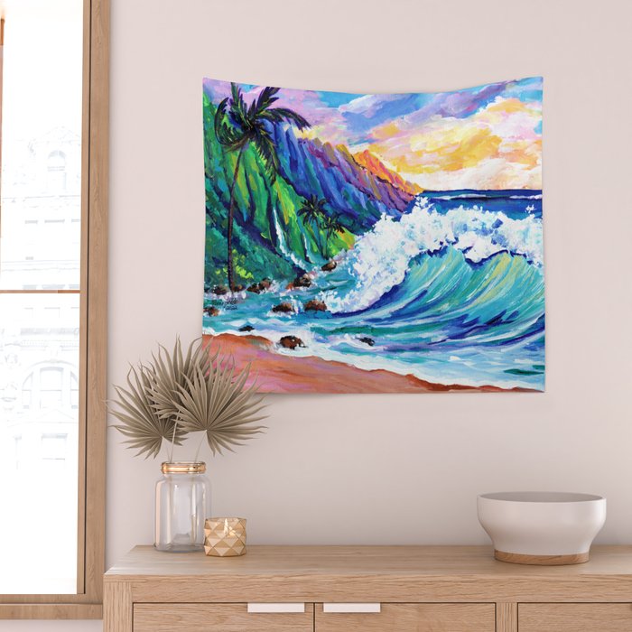 Tropical Na Pali Coast 2 Wall Tapestry Gallery Image 2