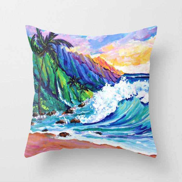 Tropical Na Pali Coast 2 Throw Pillow Gallery Image 6