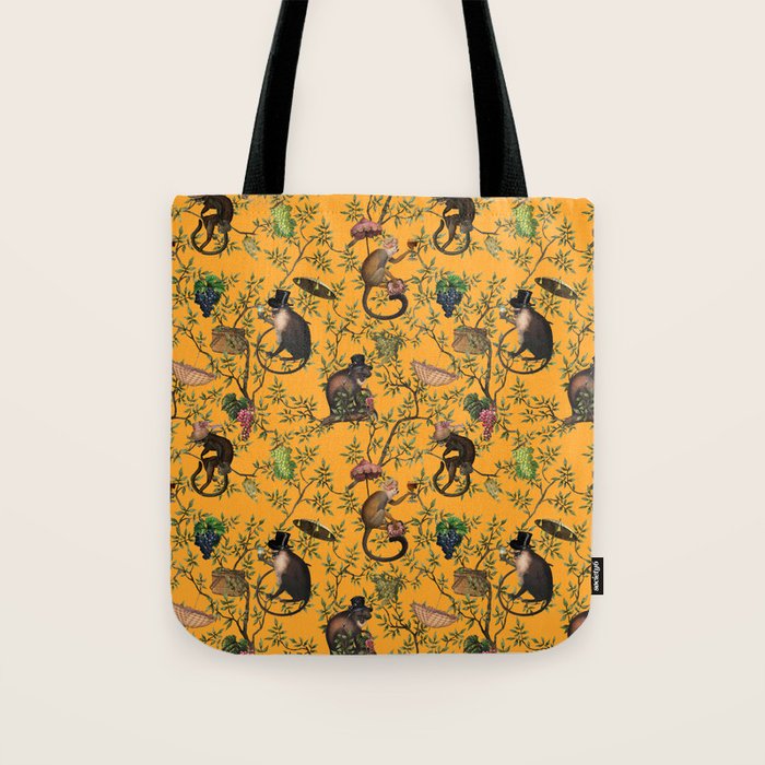 Vintage Chinoiserie Monkey Garden Party Tote Bag Gallery Image 1