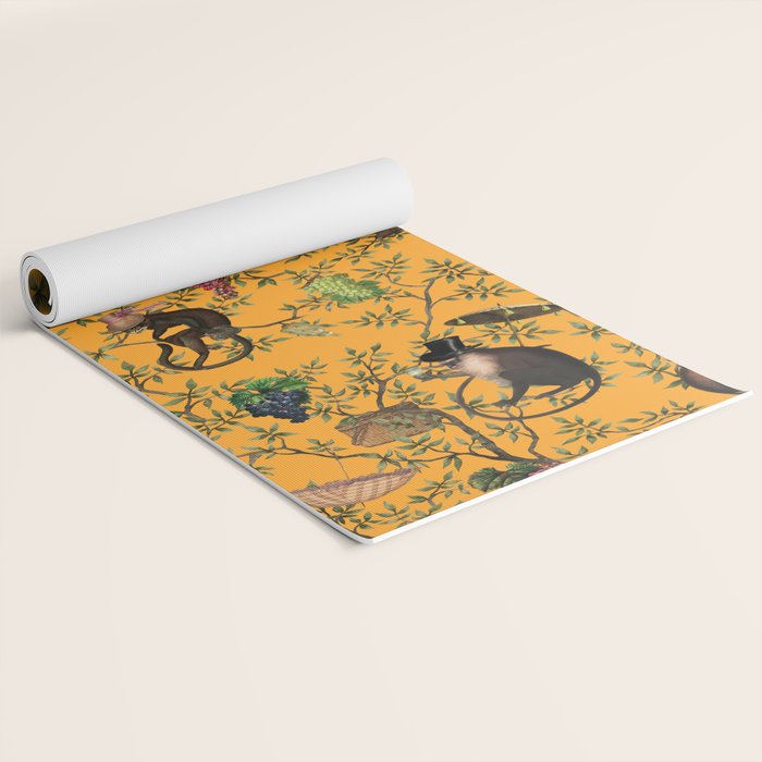 Vintage Chinoiserie Monkey Garden Party Yoga Mat Gallery Image 2