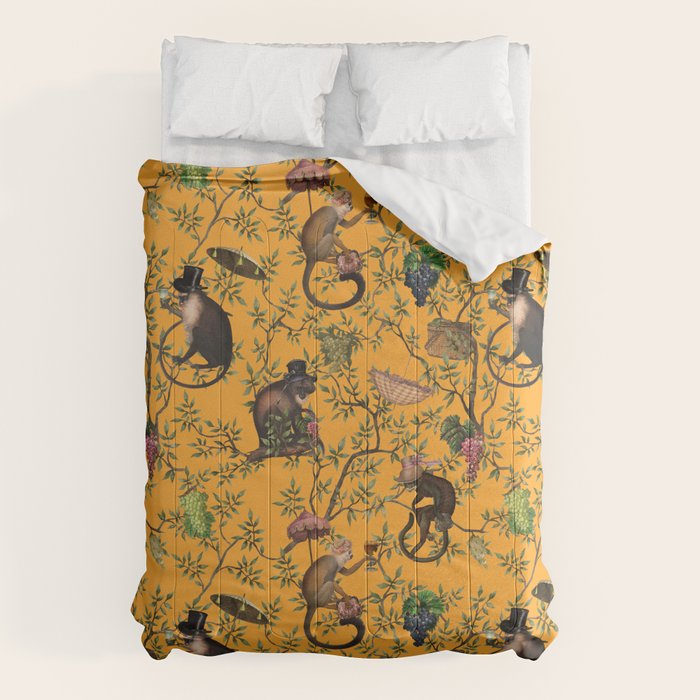 Vintage Chinoiserie Monkey Garden Party Comforter Gallery Image 1