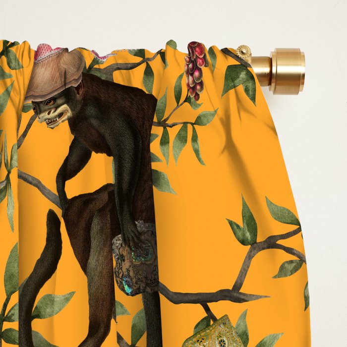 Vintage Chinoiserie Monkey Garden Party Window Curtain Gallery Image 2