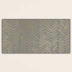 Herringbone, Boho, Mudcloth Pattern, Grey and Gold Desk Mat Gallery Image 3