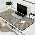 Herringbone, Boho, Mudcloth Pattern, Grey and Gold Desk Mat Gallery Image 2