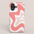 Liquid Swirl Retro Abstract Pattern in Blush Pink and White iPhone Case Gallery Image 1