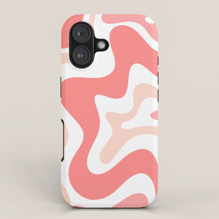 Liquid Swirl Retro Abstract Pattern in Blush Pink and White iPhone Case Gallery Image 1