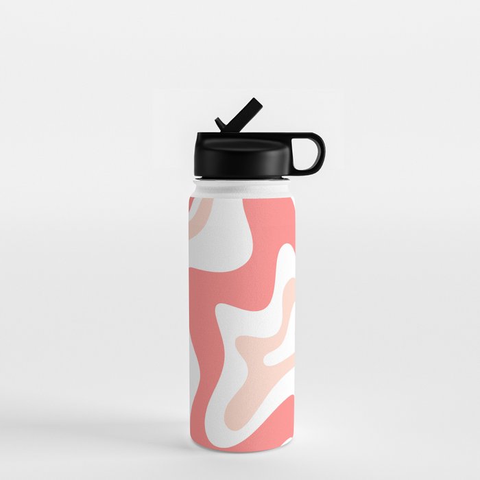 Liquid Swirl Retro Abstract Pattern in Blush Pink and White Water Bottle Gallery Image 1