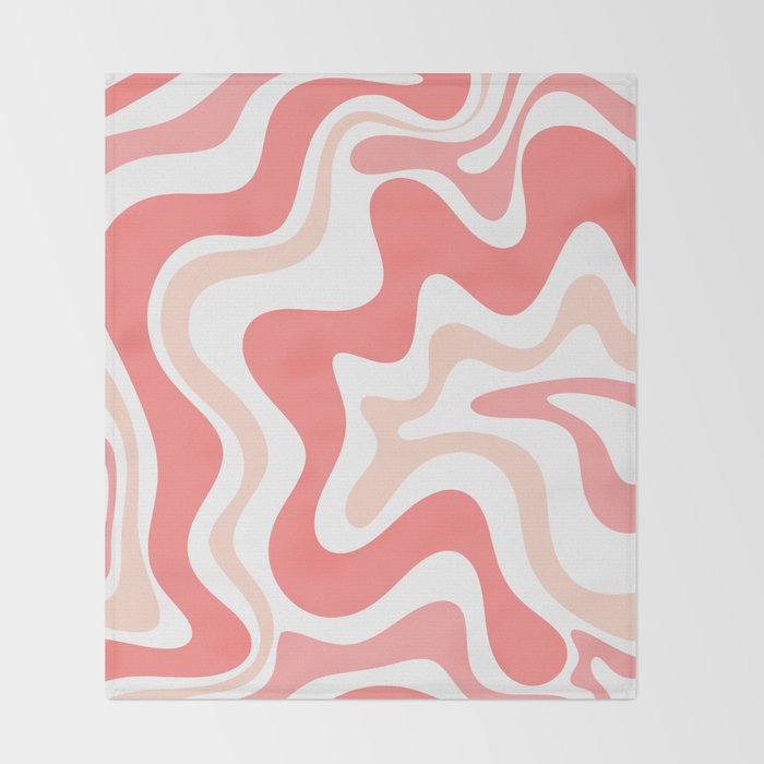 Liquid Swirl Retro Abstract Pattern in Blush Pink and White Throw Blanket Gallery Image 2