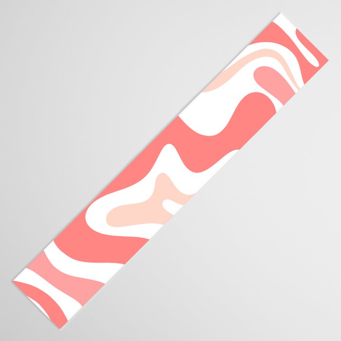 Liquid Swirl Retro Abstract Pattern in Blush Pink and White Table Runner Gallery Image 3