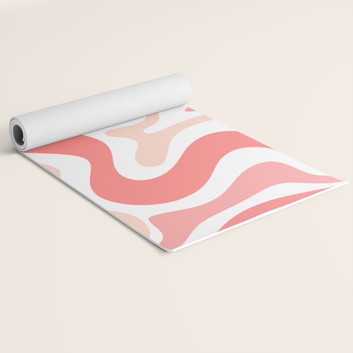 Liquid Swirl Retro Abstract Pattern in Blush Pink and White Yoga Mat Gallery Image 2