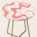 Liquid Swirl Retro Abstract Pattern in Blush Pink and White Side Table Gallery Image 2
