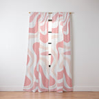 Liquid Swirl Retro Abstract Pattern in Blush Pink and White Window Curtain Gallery Image 2