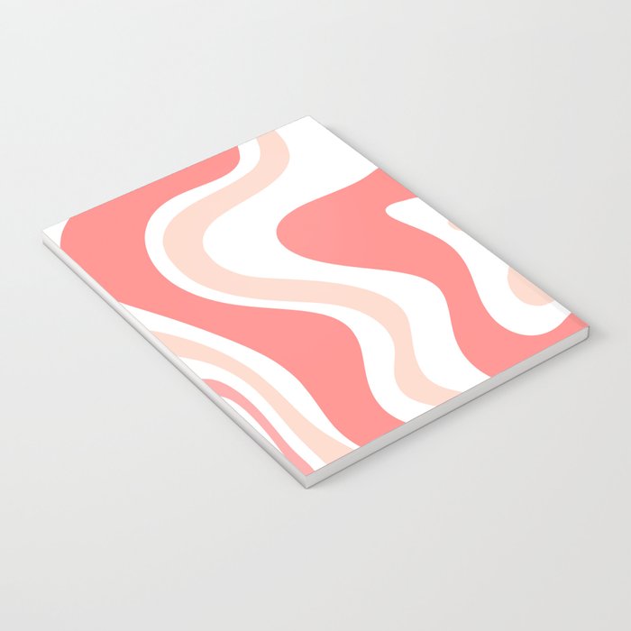 Liquid Swirl Retro Abstract Pattern in Blush Pink and White Notebook Gallery Image 3