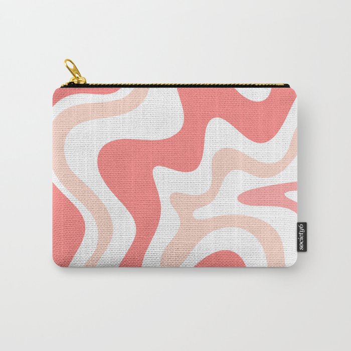Liquid Swirl Retro Abstract Pattern in Blush Pink and White Carry All Pouch Gallery Image 1