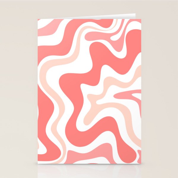 Liquid Swirl Retro Abstract Pattern in Blush Pink and White Stationery Card Gallery Image 2