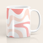 Liquid Swirl Retro Abstract Pattern in Blush Pink and White Coffee Mug Gallery Image 1