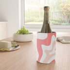 Liquid Swirl Retro Abstract Pattern in Blush Pink and White Wine Chiller Gallery Image 4