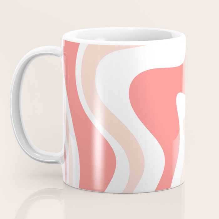 Liquid Swirl Retro Abstract Pattern in Blush Pink and White Coffee Mug Gallery Image 3