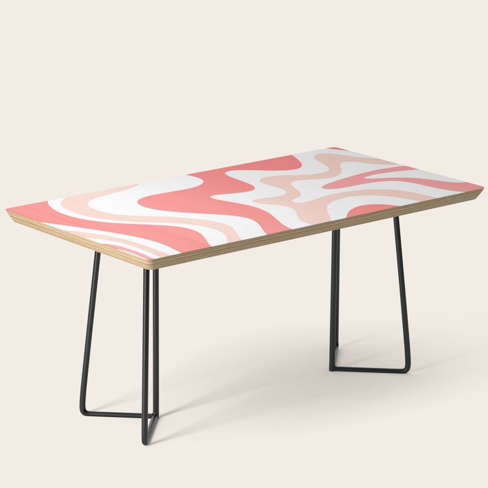 Liquid Swirl Retro Abstract Pattern in Blush Pink and White Coffee Table Gallery Image 1