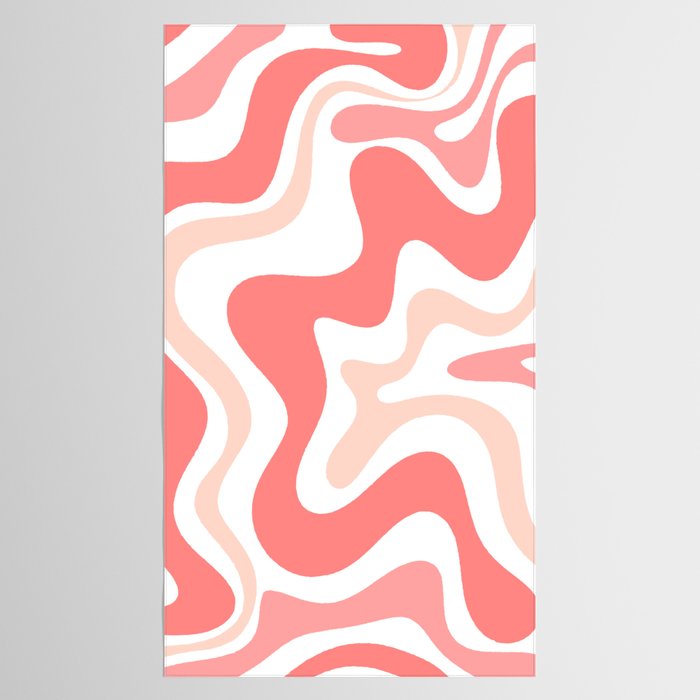 Liquid Swirl Retro Abstract Pattern in Blush Pink and White Tablecloth Gallery Image 2