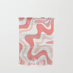 Liquid Swirl Retro Abstract Pattern in Blush Pink and White Wall Hanging Gallery Image 1
