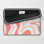Liquid Swirl Retro Abstract Pattern in Blush Pink and White Laptop Sleeve Gallery Image 2