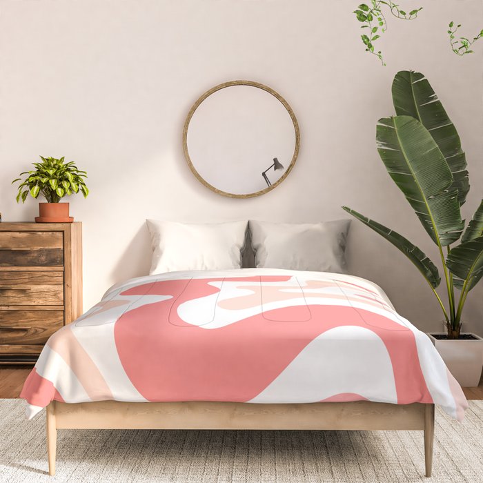 Liquid Swirl Retro Abstract Pattern in Blush Pink and White Comforter Gallery Image 3