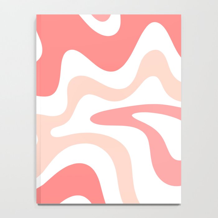 Liquid Swirl Retro Abstract Pattern in Blush Pink and White Notebook Gallery Image 4