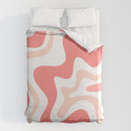 Liquid Swirl Retro Abstract Pattern in Blush Pink and White Duvet Cover Gallery Image 6